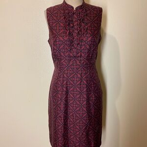 Vineyard Vines Burgundy Patterned Midi Dress